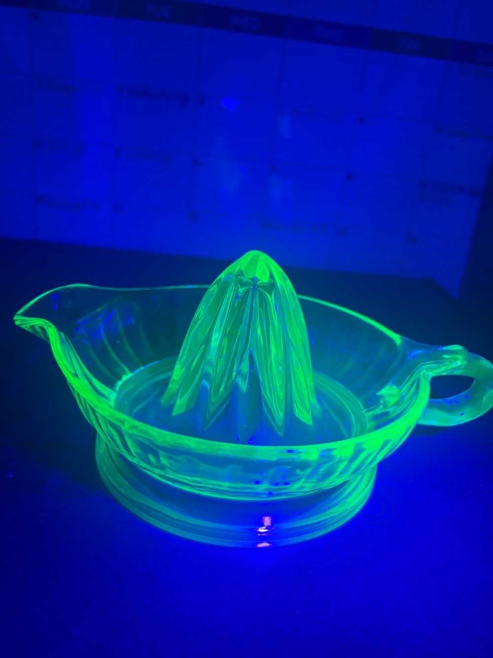 Vintage Uranium Glass Juicer - Glowing Lime Green